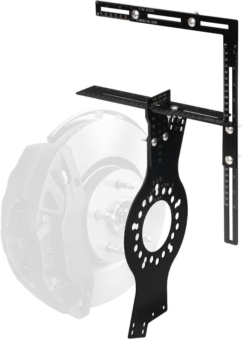 Atesilor Wheel Fitment Tool, Offset Measuring Mockup Tool, 5 Lug Wheel Simulator for Fits 14-22" Rims, 8-14" Tire Widths, 2.5-11.5" Sidewalls, 3-12" Clearance - Image 1